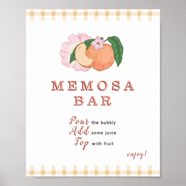 Sweety Little Peach Memosa Bar Sign Poster (Vorne)