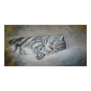 Sweety Sleeping Cat - Ölgemälde von Lukian Poster