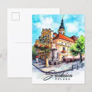 Swidnica Polen Wasserfarbenmalerei Reisen Postkarte