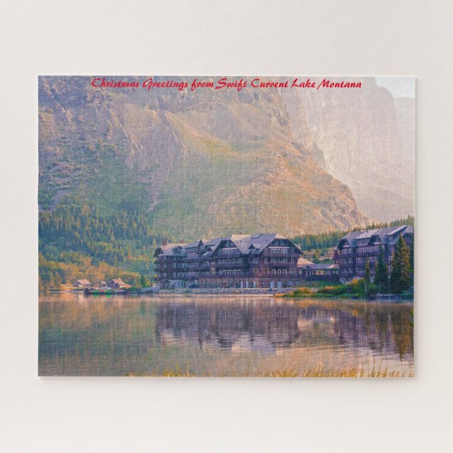Swift Current Lake Montana.Christmas Grüße Puzzle (Horizontal)