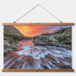 Swiftaktuelle Fälle   Glacier Nationalpark Montana Wandteppich Mit Holzrahmen