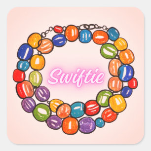 Swiftie Beads – Eras Freundschaftsarmband-Konzept Quadratischer Aufkleber