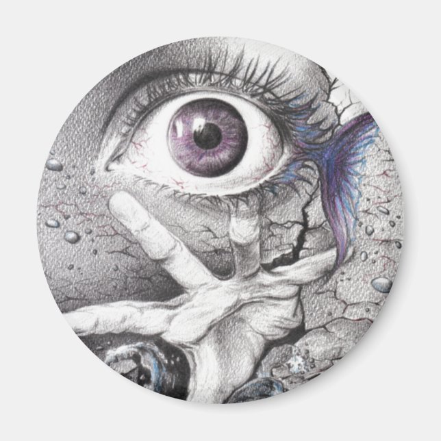 "Swim" Auge surreal zeichnender Magnet (Vorne)
