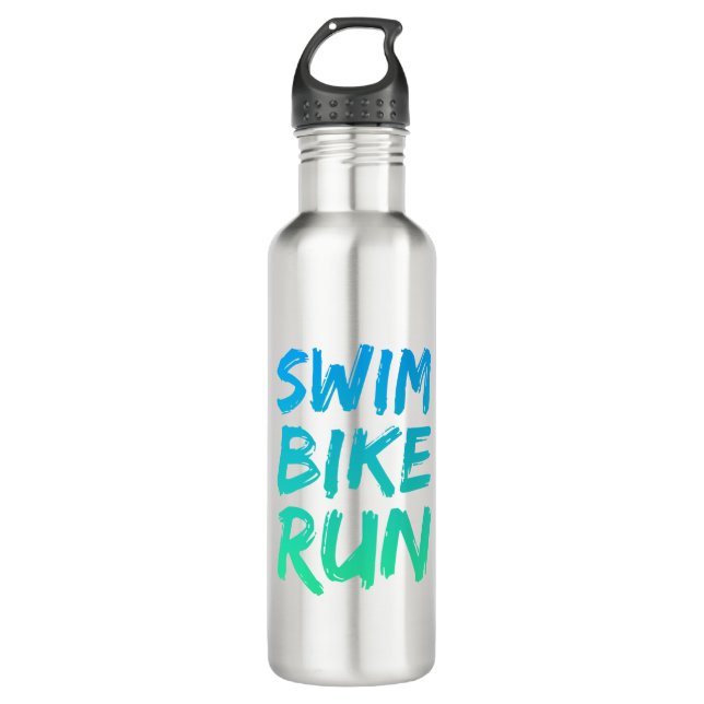 Swim Bike Lauf großartiges Design Edelstahlflasche (Vorderseite)