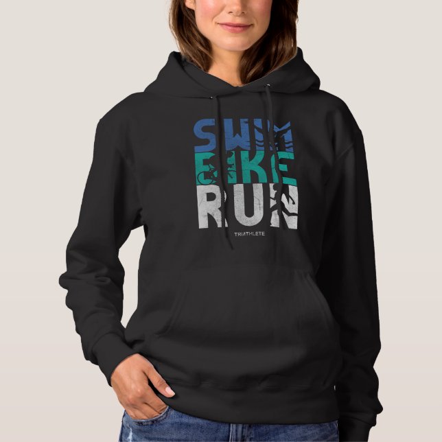 Swim Bike Run Athleten Design für Thriathleten Hoodie (Vorderseite)