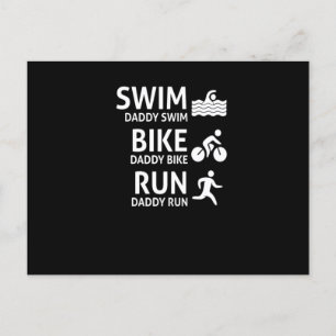 Swim Bike Run Daddy - Funny Triathlon Vater T - Sh Ankündigungspostkarte