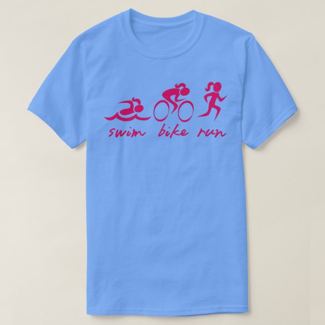 Swim Bike Run Girl Pink T-Shirt (Design vorne)