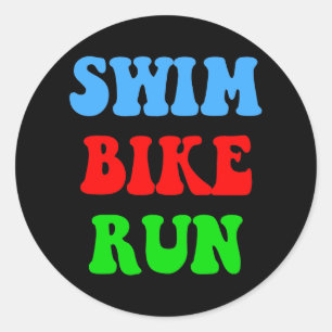 Swim Bike Run Runder Aufkleber