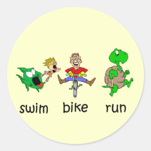 Swim Bike Run Runder Aufkleber
