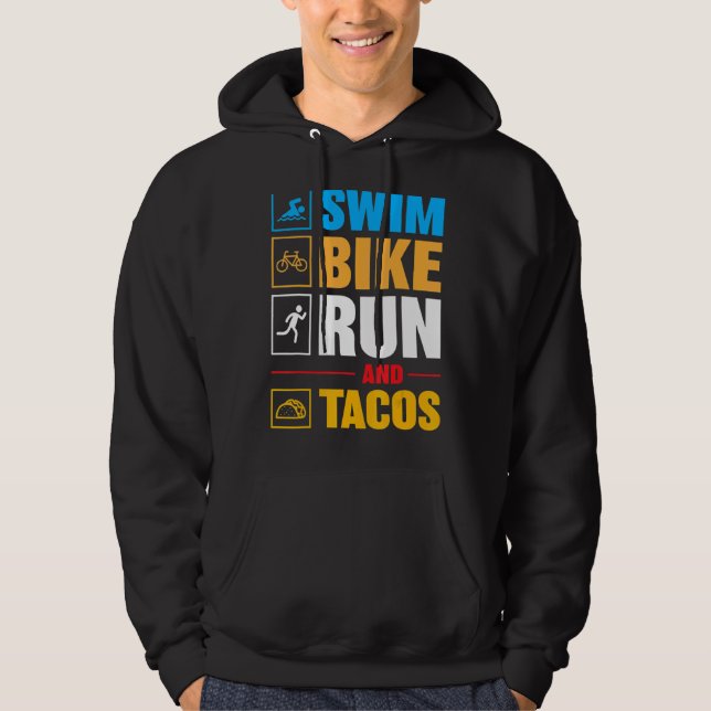 Swim Bike Run & Tacos Vatertag Hoodie (Vorderseite)