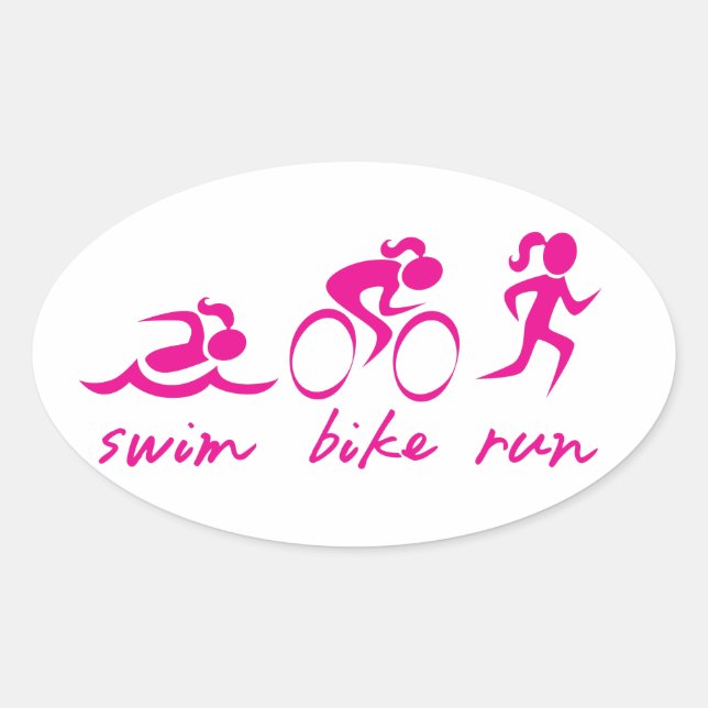 Swim Bike Run Tri Girl Ovaler Aufkleber (Vorderseite)
