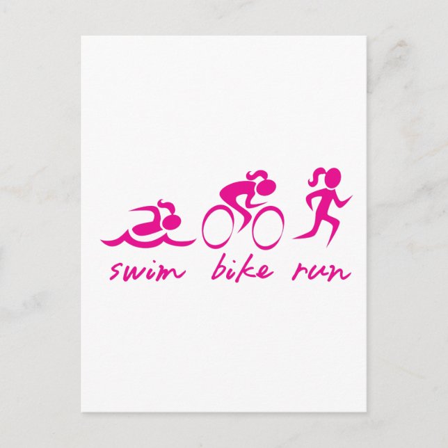 Swim Bike Run Tri Girl Postkarte (Vorderseite)