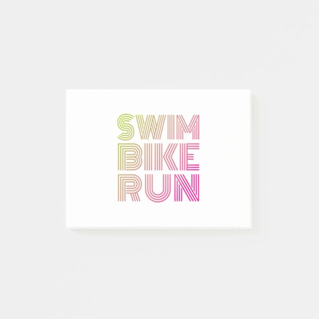 Swim Bike Run, Triathlon Post-it Klebezettel (Vorderseite)