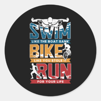Swim Bike Run Triathlon Runder Aufkleber