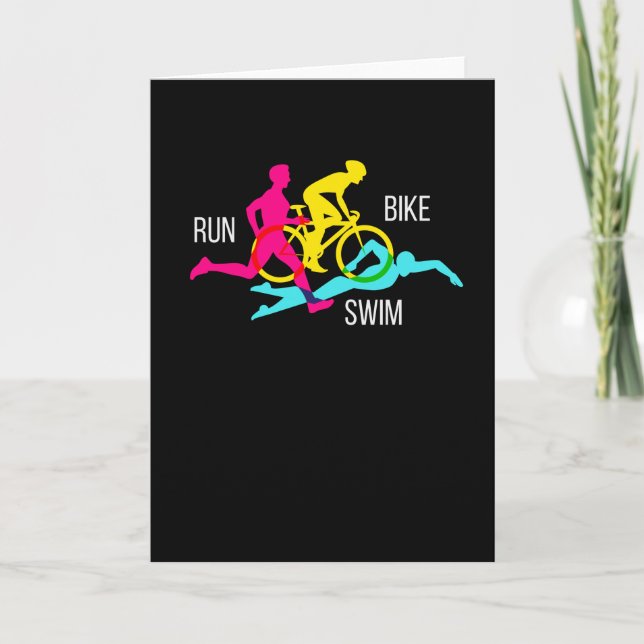 Swim Bike Run Triathlon Sport Athlete Marathon Karte (Vorderseite)