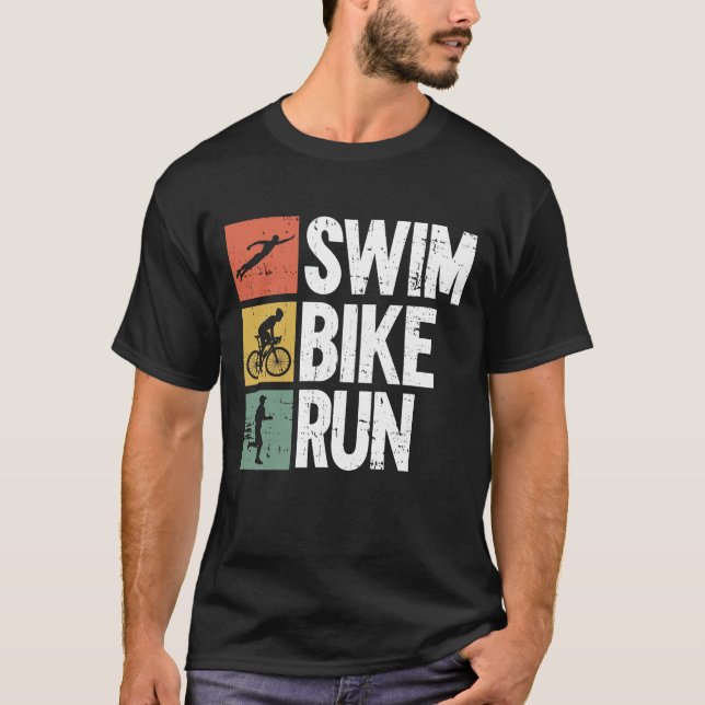 Swim Bike Run - Triathlon Training Triathlete T-Shirt (Vorderseite)