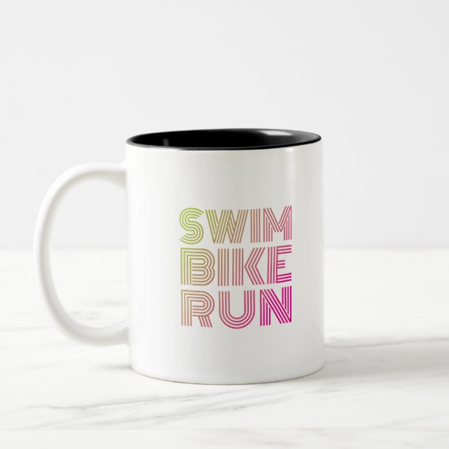 Swim Bike Run, Triathlon Zweifarbige Tasse (Links)