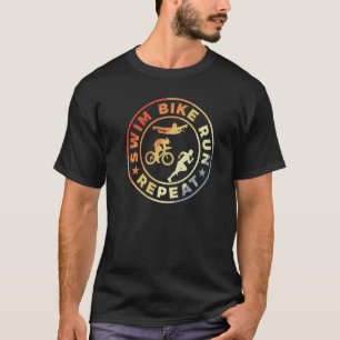 Swim Bike Run Wiederholung Retro Vintag Triathlete T-Shirt