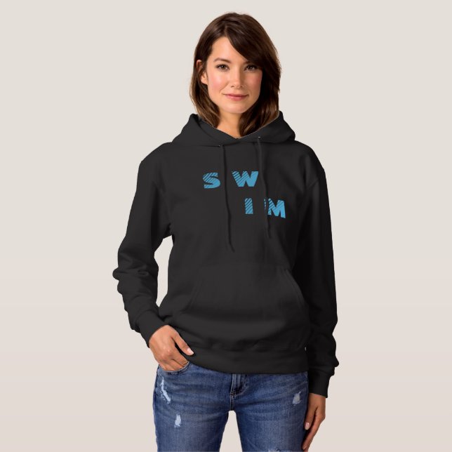 Swim Blue Modern Typografischer Text Hoodie (Vorne ganz)
