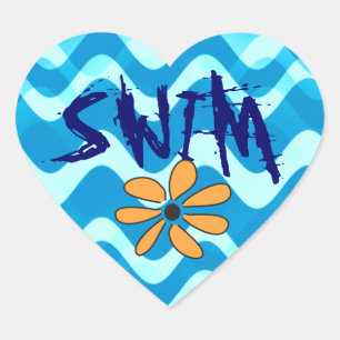 SWIM-Blume Herz-Aufkleber