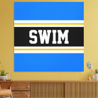 SWIM Bod Bright Blue Schwarz-weiß Gelbe Streifen