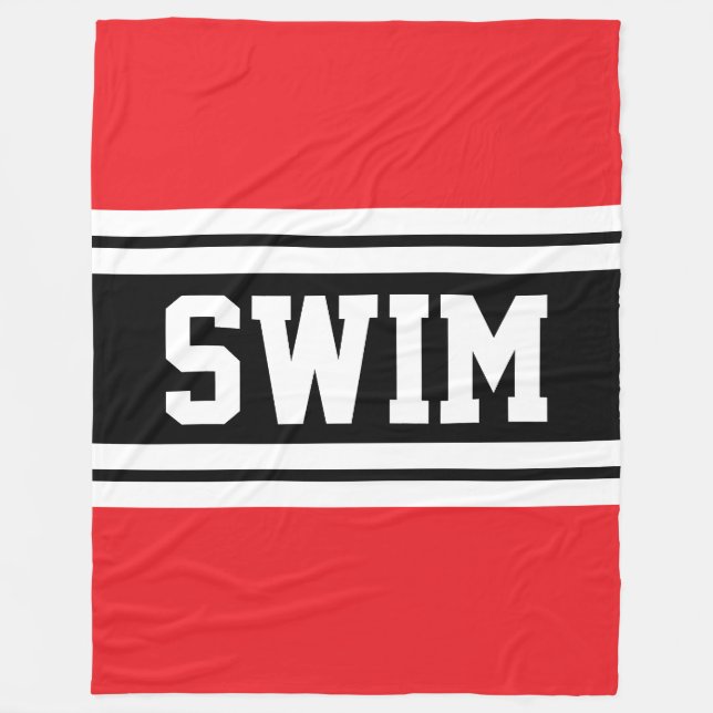 SWIM Bold grell Red Schwarz-weiß Racing Stripes Fleecedecke (Vorderseite)