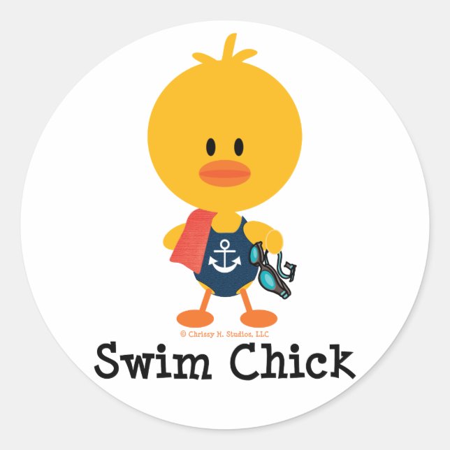 Swim Chick Runder Aufkleber (Vorderseite)