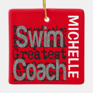 Swim Coach Extraordinaire CUSTOM Keramikornament