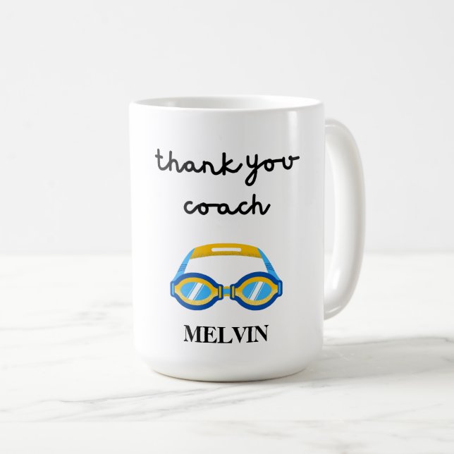 Swim Coach Tasse, vielen Dank für Ihr Geschenk für Kaffeetasse (VorderseiteRechts)