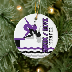 Swim Dive Team - Lila und schwarz Keramik Ornament