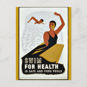 Swim for Health - Vintages WPA-Plakat Postkarte