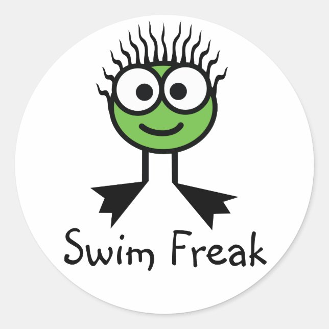 Swim Freak - Green CharacterStickers Runder Aufkleber (Vorderseite)