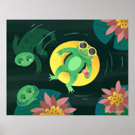 Swim Frog Gelbe Sonnenbrille Poster