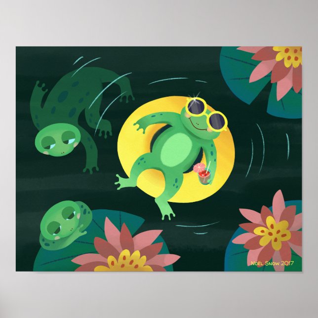 Swim Frog Gelbe Sonnenbrille Poster (Vorne)