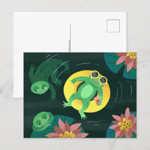 Swim Frog Gelbe Sonnenbrille Postkarte