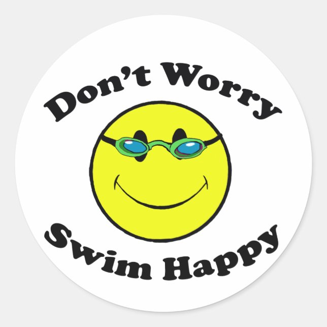 Swim Happy Runder Aufkleber (Vorderseite)