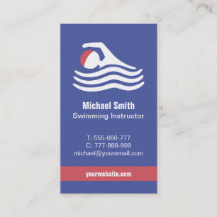 Swim Instructor Lifeguard Business Card Visitenkarte