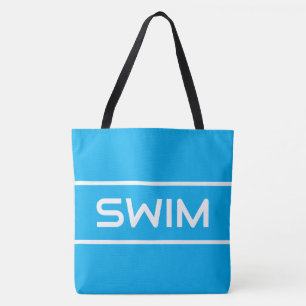 SWIM Modern Fun Weiße Textstreifen auf Azurblau