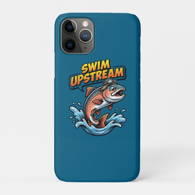 Swim Upstream Salmon Motivational Case-Mate iPhone Hülle (Rückseite)