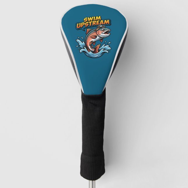 Swim Upstream Salmon Motivational Golf Headcover (Vorderseite)