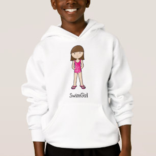 SwimGirl brünetter rosa Badeanzug Hoodie