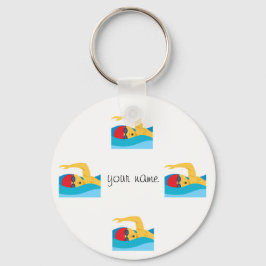 Swimmer Emoji und '' Ihr Name hier " Schlüsselanhänger