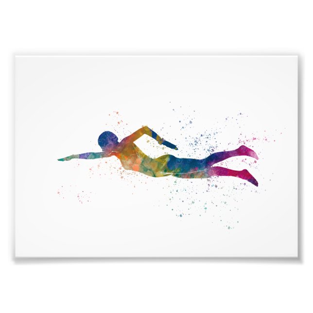 Swimmer in Watercolor Fotodruck (Vorne)