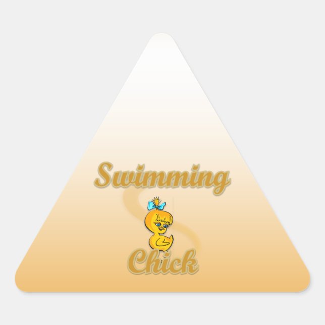 Swimming Chick Dreieckiger Aufkleber (Vorderseite)