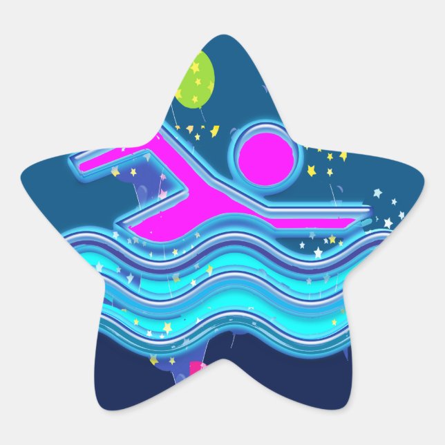 SWIMMING: Cool Minds in Hot Times Stern-Aufkleber (Vorderseite)