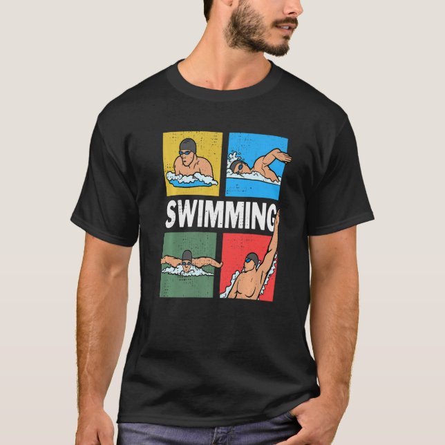 Swimming crawl, chest, back, dolphin, 4 swimming s T-Shirt (Vorderseite)