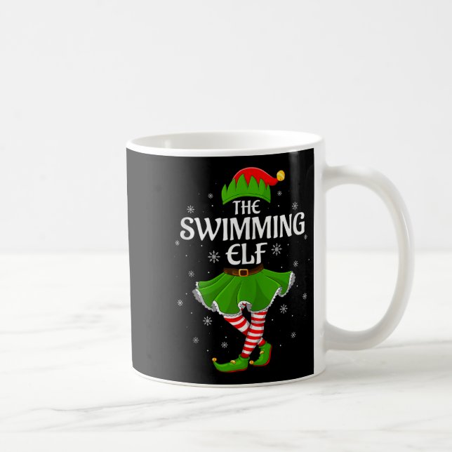 Swimming Elf Christmas Family Girls Women Elf Squa Kaffeetasse (Rechts)
