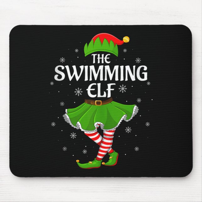 Swimming Elf Christmas Family Girls Women Elf Squa Mousepad (Vorne)