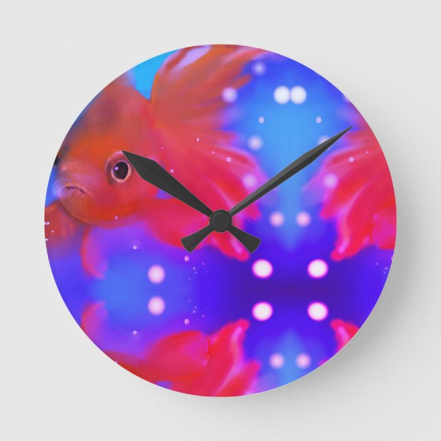 Swimming Fish Runde Wanduhr (Vorderseite)