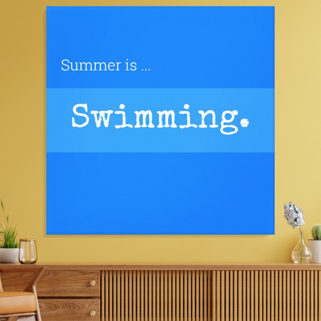 SWIMMING Fun Sporty Bright Blue Sommer Streifen Leinwanddruck (Insitu (Wohnzimmer))